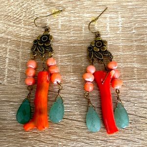 Lucky Brand coral dangly earrings 🍀